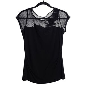 White House Black Market Black Sheer Accent Blouse